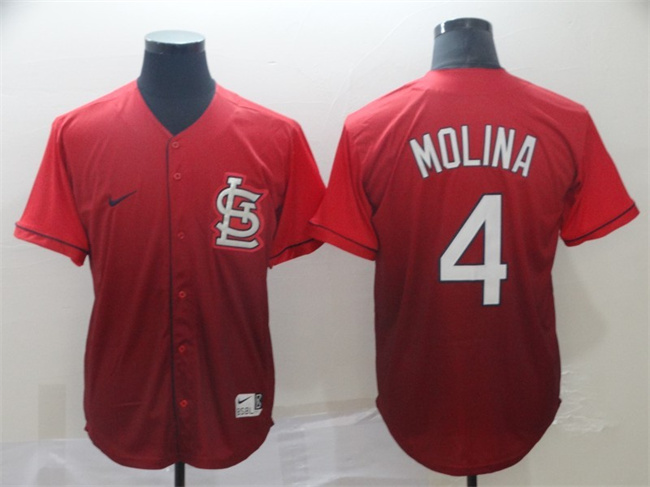 Men's St. Louis Cardinals #4 Yadier Molina Red Fade Stitched Baseball Jersey